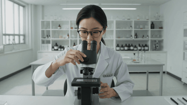 Scientist examining samples in a lab