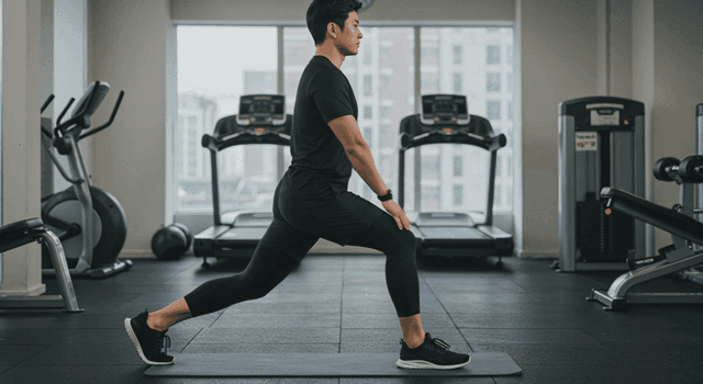 체육관에서 스트레칭을 하는 남성