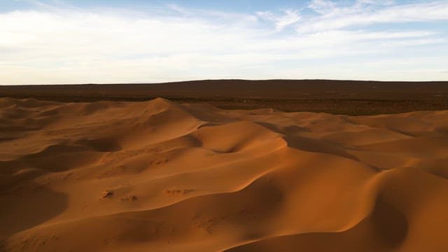 Vast desert landscape under a blue sky