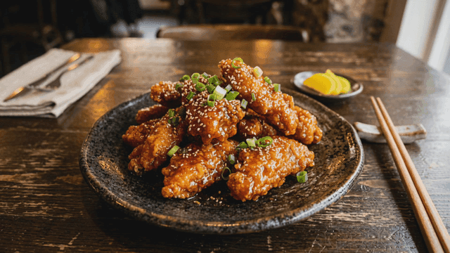 Seasoned chicken on simple table