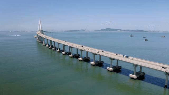 Long bridge stretching over the sea