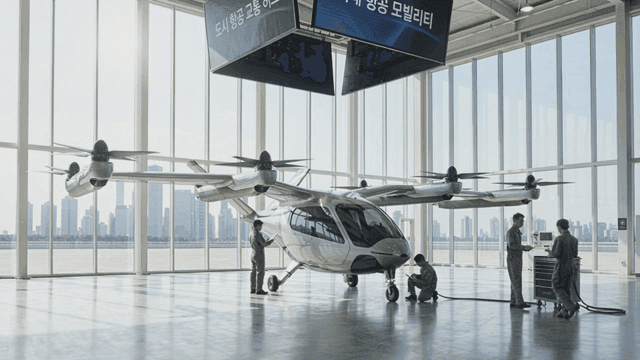 Engineers inspecting future drone aircraft