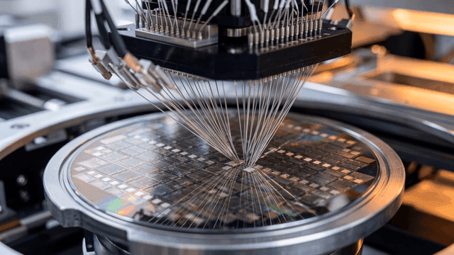 Precision machinery working on a semiconductor