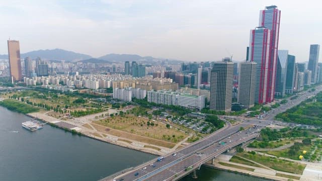 번화한 대도시의 전경