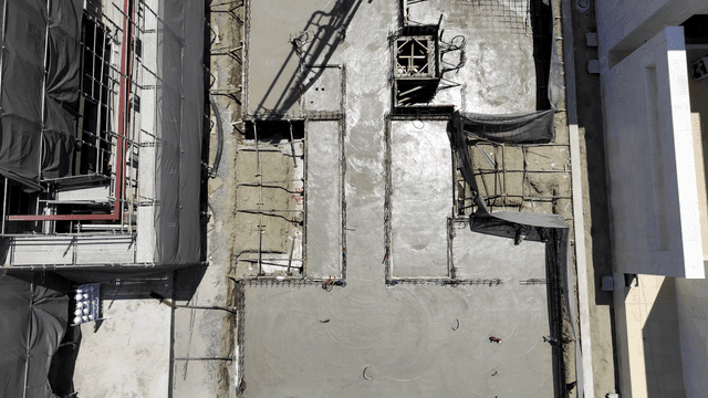 Construction site with poured concrete