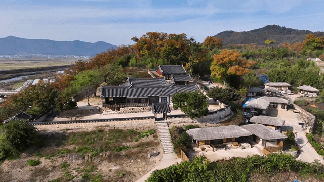 Traditional Korean house surrounded by nature