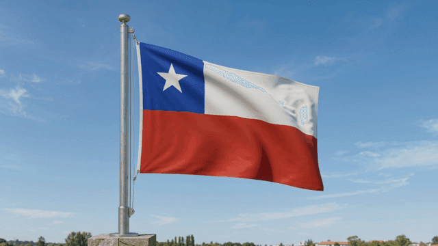 Chilean flag fluttering under clear sky