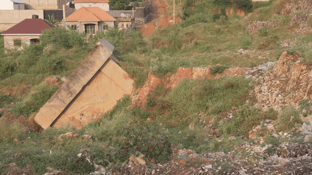 Landfill with scattered waste and debris