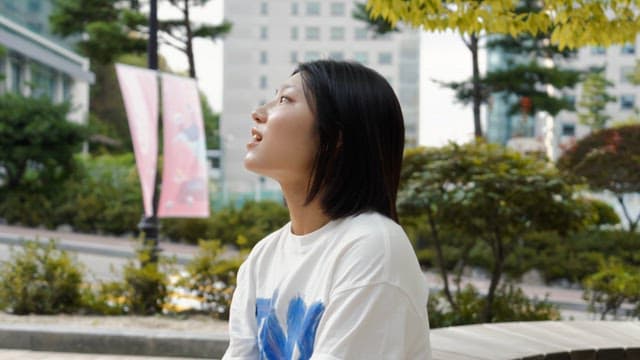 Woman enjoying a moment outdoors