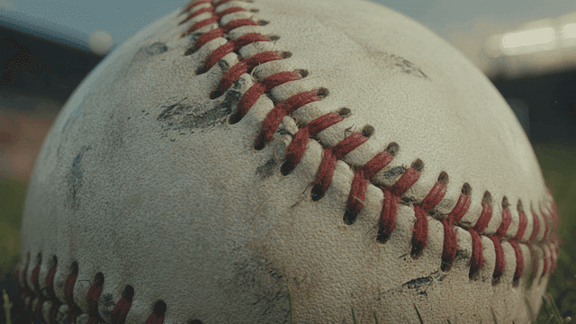 Close-up of old baseball