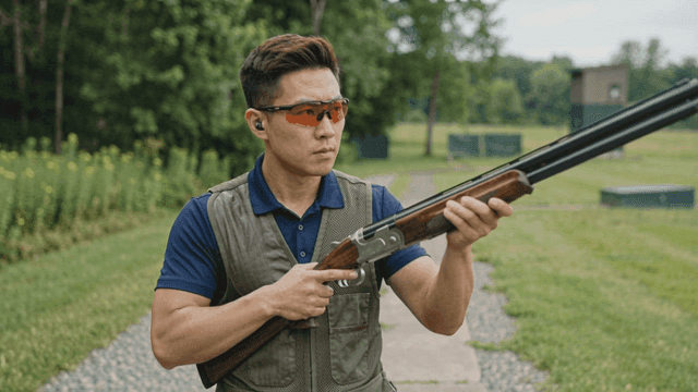 Man aiming shotgun