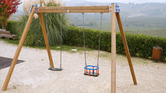 Empty swings in a quiet park setting