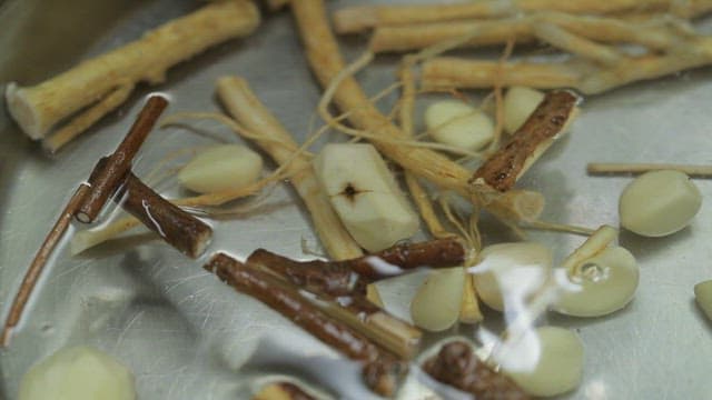 물에 담긴 다양한 약재와 재료들