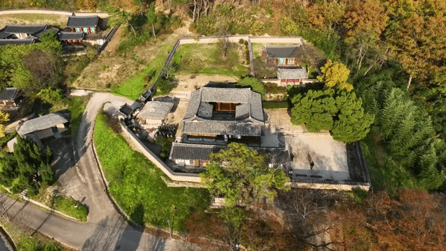 Traditional Korean village surrounded by nature