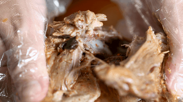 Tender Gamjatang meat that tears apart by hand