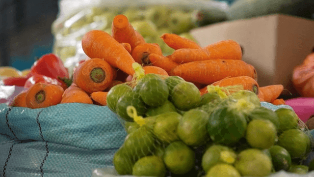 Fresh vegetables displayed at a market