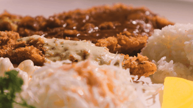 Western-style pork cutlet served with salad