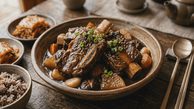 Side dishes and braised short ribs