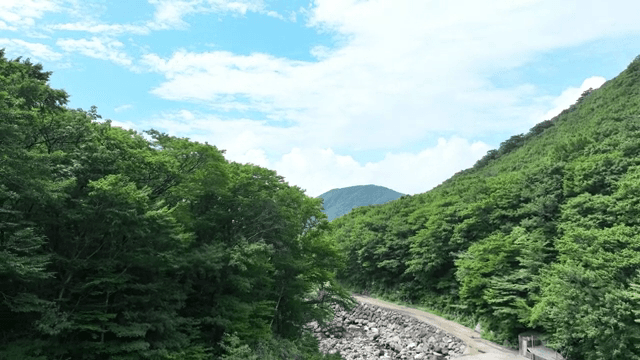 Green mountain under a clear sky