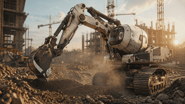 Excavator working at a construction site