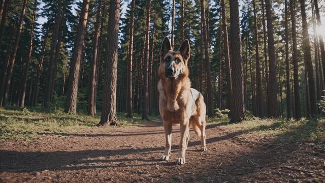 German Shepherd standing in forest