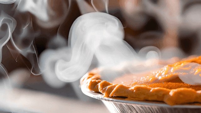 김이 나는 갓 구운 파이