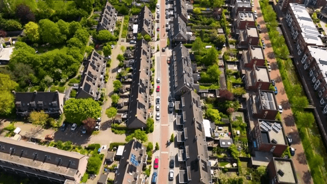 교외 주택가의 항공 뷰