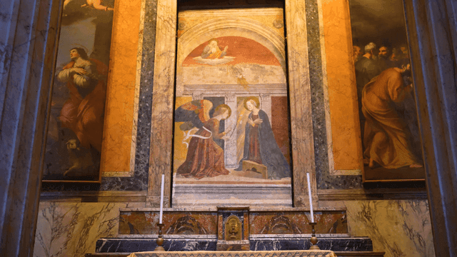 Magnificent altar with Catholic paintings