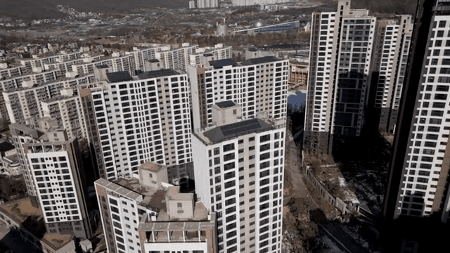 High-rise apartment buildings in a city