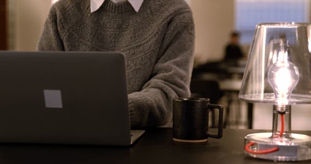 Professional Working on Laptop in Warm Space