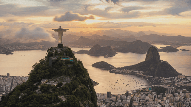 Christ the Redeemer overlooking Rio at sunset