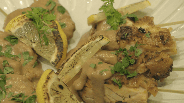 Grilled Chicken Skewers with Lemon and Sauce