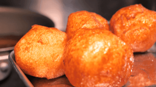 Golden brown fried dough balls