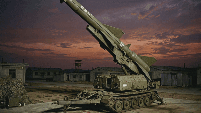 Missile launcher at military base