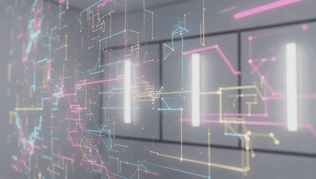 Digital lines and nodes on a wall