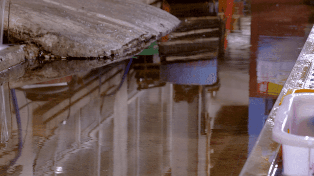 Reflection of a street in a puddle