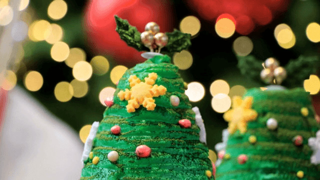 Beautifully decorated Christmas tree shaped bread