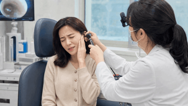 Doctor examining a patient's ear