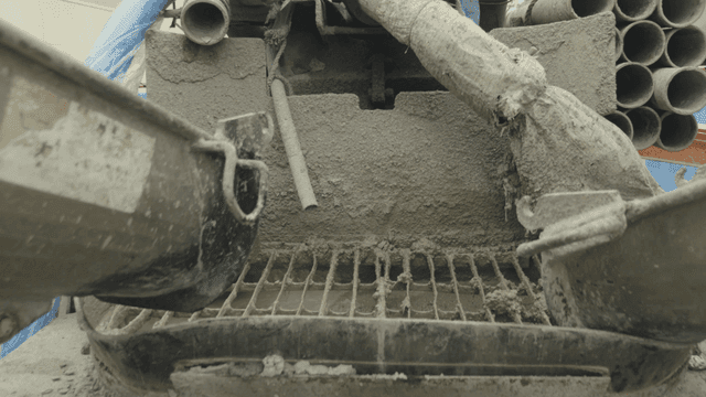 Concrete mixer at a construction site