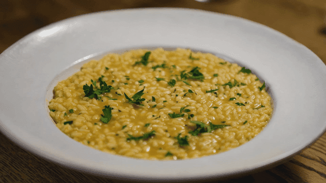 Creamy risotto garnished with parsley
