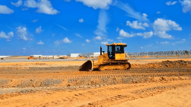 Bulldozer working on a construction site