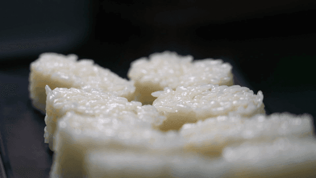 Steaming Shari on dark plate