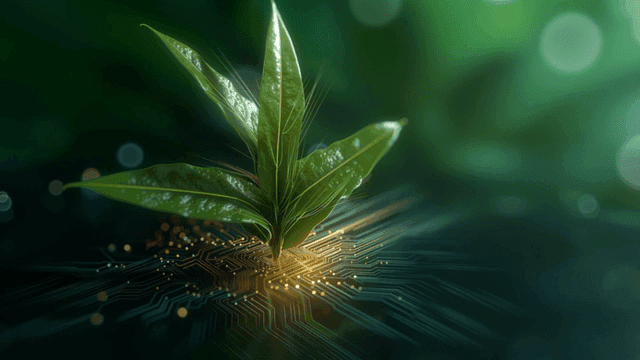 회로 기판 위에 자라는 식물