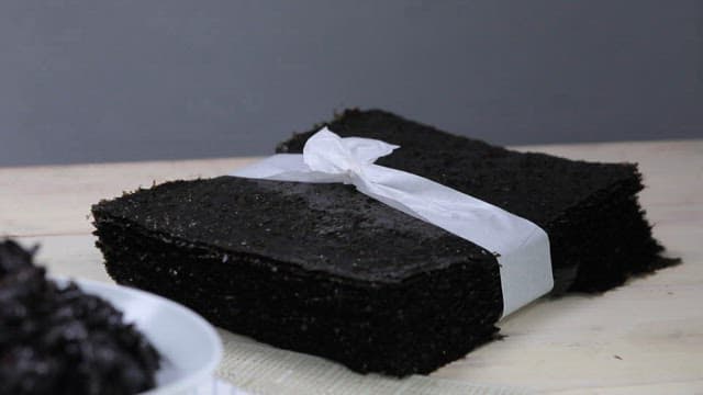 Stack of dried seaweed on a table