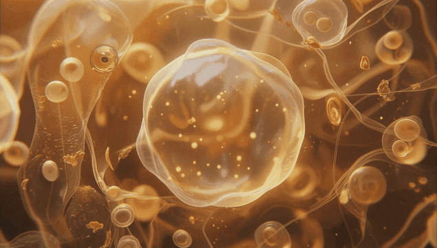 Microscopic view of cells in motion