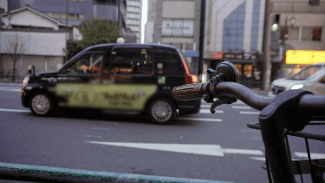 Taxi standing on Japanese city road