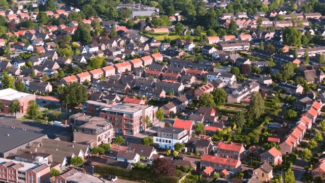 교외 주택가의 항공 뷰