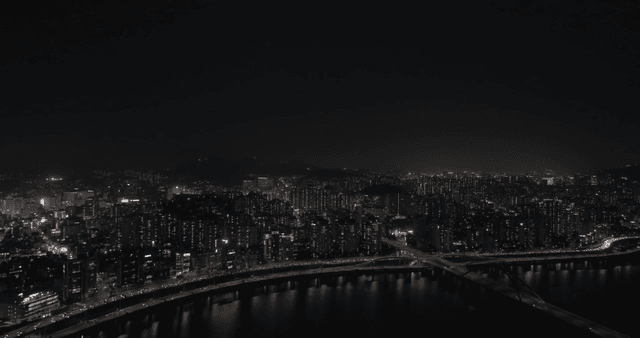 Night view of bustling city skyline