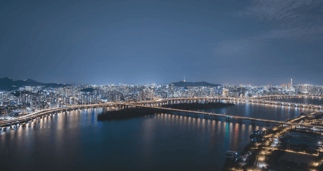 Vibrant city skyline at night