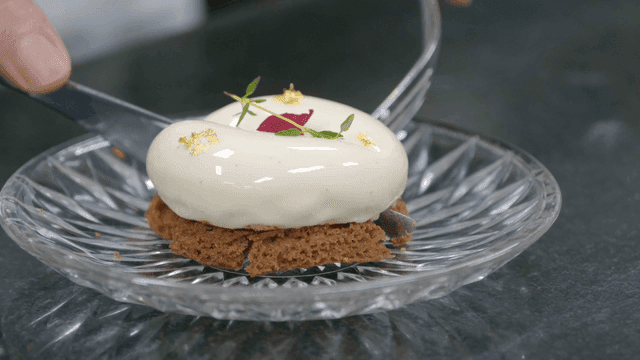 Elegant dessert with gold leaf decoration